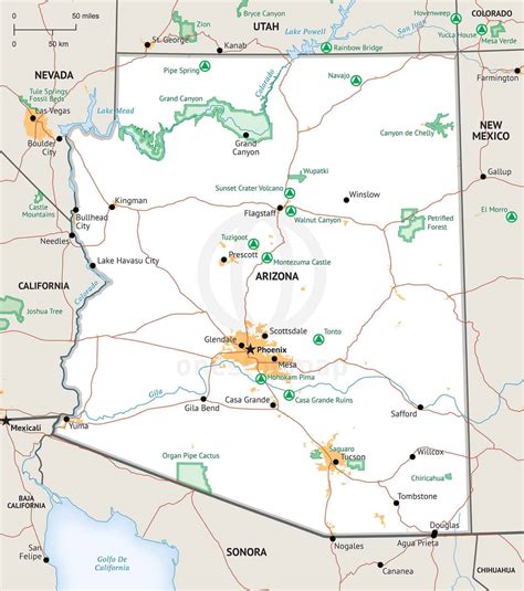 arizona state map  major cities