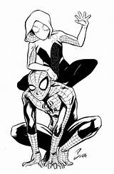 Gwen Spidey Coloring Spidergwen Rivers Christopher Artstation Favourites Bw sketch template