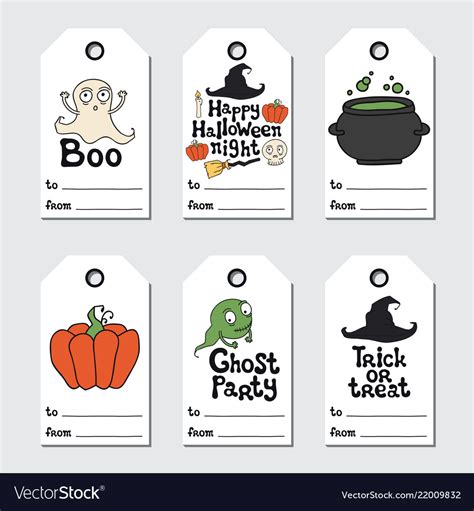 halloween gift tags printable collection vector image