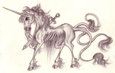 evil scary unicorn  kipestshin  deviantart unicorn sketch unicorn