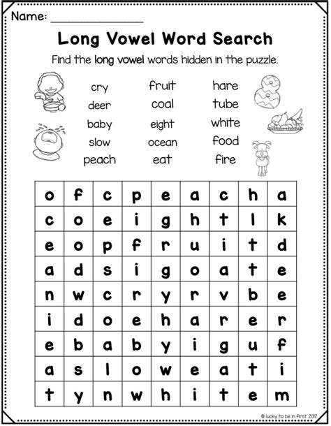long vowel word search worksheets word search ideas  long vowels
