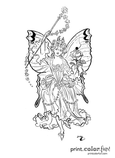 fairy princess coloring page print color fun