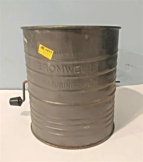 vintage bromwells measuring  cups flour sifter  black handle  picclick