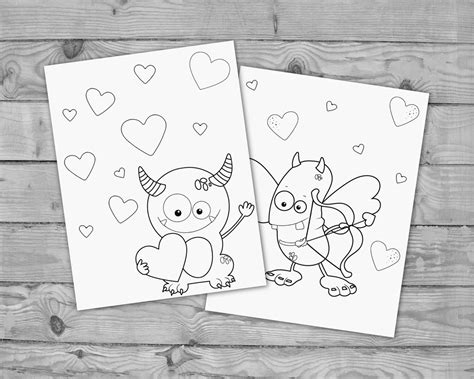 printable valentines coloring  kids valentines etsy uk