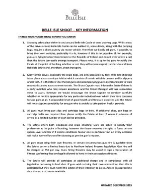 fillable  belle isle shoot key information fax email print
