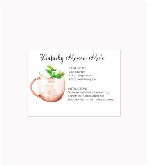 editable moscow mule recipe card editable cocktail recipe etsy