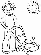 Coloring Pages Summer Lawnmower Lawn Mower Kids Colouring Cartoon Career Fathers Mowing Printable Cliparts Vacation Clipart Book Color Spring Dad sketch template