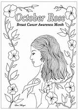 Coloring Pages October Stress Rose Adults Anti Cancer Breast Adult Zen Awareness Color Print Exclusive Created Month Version Relaxation Difficult sketch template