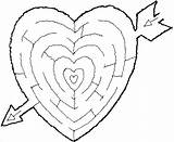 Mazes Heart Puzzles Valentines Maze Printable Coloring Pages Kids Find Way Shaped Word sketch template