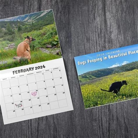 dogs pooping calendar  wall monthly funny gag dog calendar