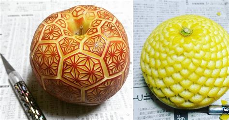 elaborate patterns  designs carved  produce  gaku food