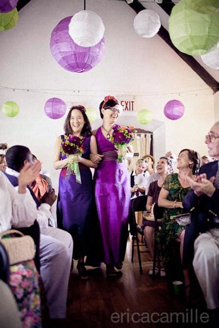 a purple infused old stone house lesbian wedding in
