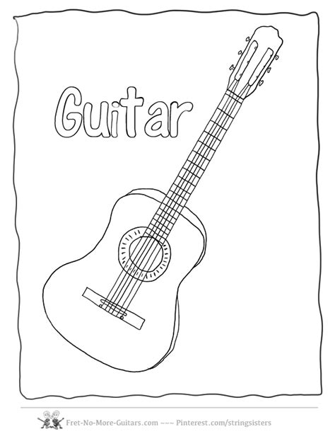 printable pictures  guitars coloring home