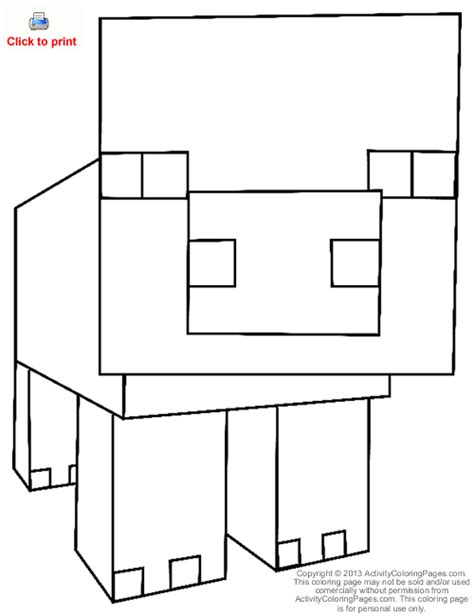 pig  minecraft coloring page coloringkidsorg