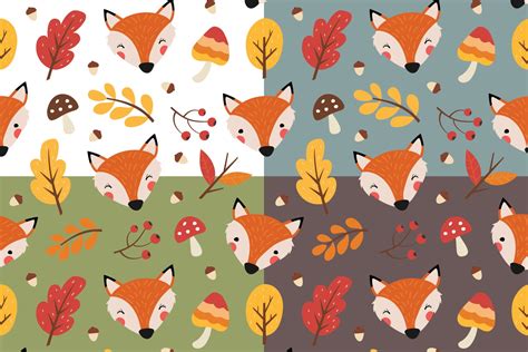 fox vector  seamless pattern graphicsurfcom