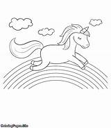 Unicorn Coloring Pages Rainbow Running Color Over Kids Print Unicorns Drawing Close Coloringpages Site sketch template