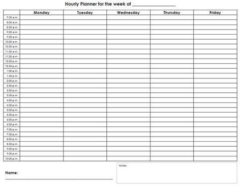 hourlyplannerjpg  weekly planner template weekly calendar