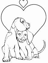 Coloring Puppy Pages Valentine Kitten Print Printables Valentines sketch template