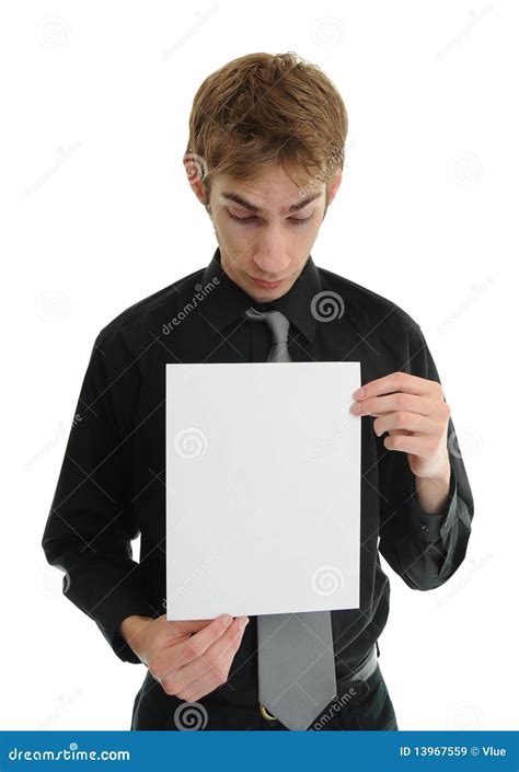 young man holding blank paper stock image image   move