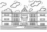 Mewarnai Sekolah Gedung Animada Escuelas Figura sketch template