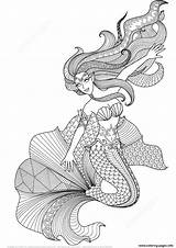 Coloring Zentangle Pages Adults Mermaid Printable Color Book sketch template
