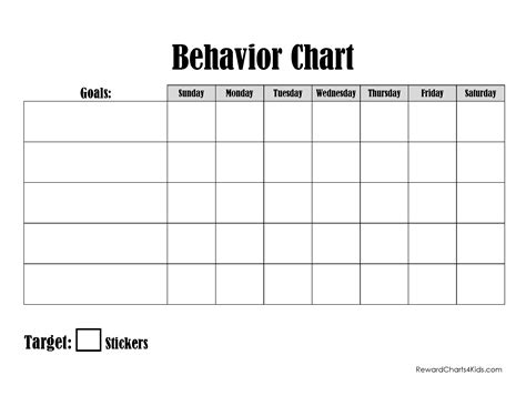 printable weekly behavior chart printable blank world