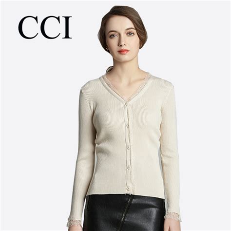 buy cci 2018 v neck lace female cardigan open stitch
