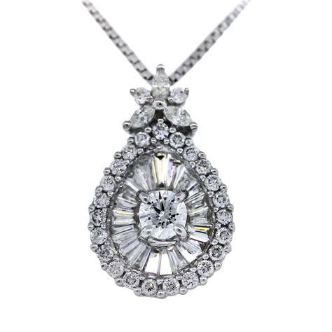 white gold teardrop diamond necklace
