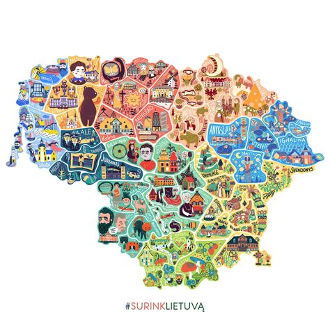 illustrated map  lithuania reurope