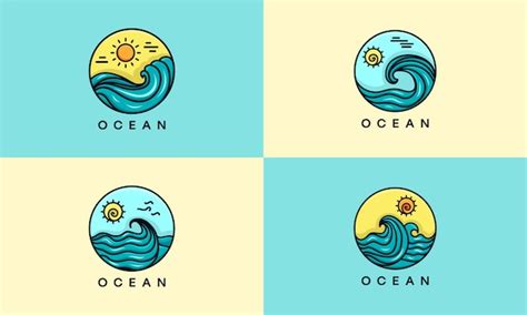 premium vector set  ocean logo