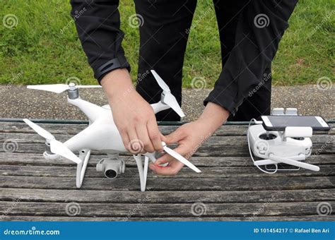 person prepares  drone   flight stock image image  photographing industry