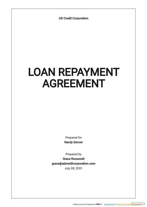 loan repayment agreement template google docs word apple pages