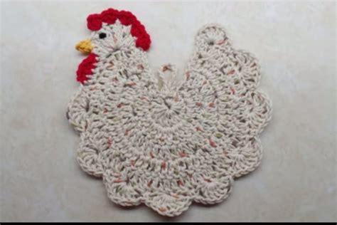 crochet chicken potholder pattern   decoration purpose etsy