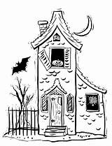 House Spooky Coloring Pages Halloween Town Template Kids Purplekittyyarns Oct12 sketch template