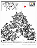 Coloring Castle Colouring Osaka Pages Japan Japanese Worksheets Kids Printable Worksheet Geography Education Color Books Sheets Culture Fourth Famous Adult sketch template