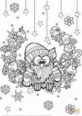Christmas Coloring Zentangle Owl Pages Printable Supercoloring Drawing sketch template