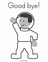 Coloring Bye Good Cartoon Goodbye Waving Clipart Astronaut Pages Cliparts Hello Colouring Outline Twistynoodle Print Favorites Login Add sketch template