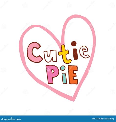 Cutie Heart Shaped Lettering Design Vector Illustration Cartoondealer