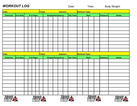 printable body  life workout sheets excel