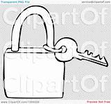 Illustration Padlock Key Outlined Royalty Clipart Vector Djart Transparent Background sketch template