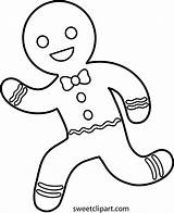 Gingerbread Running Man Clip Line Coloring Pages Lineart Catch Sweetclipart sketch template