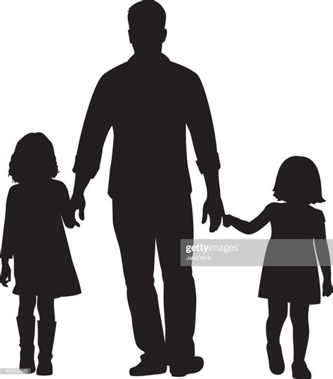 father and daughters walking silhouette high res vector graphic getty images