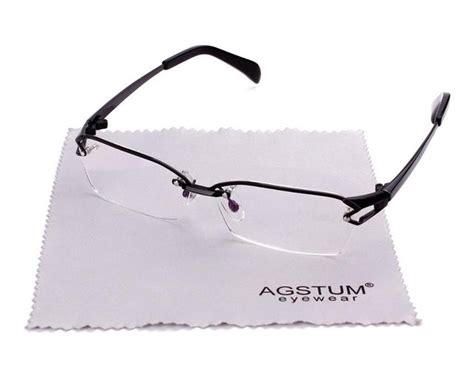 agstum pure titanium retro half rimless glasses frame optical