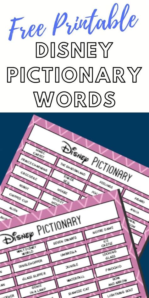printable disney themed pictionary game  kids pictionary