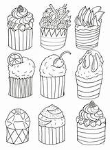 Coloring Cupcakes Pages Cakes Simple Cupcake Visit Food Printable Kids Mandala Unicorn sketch template