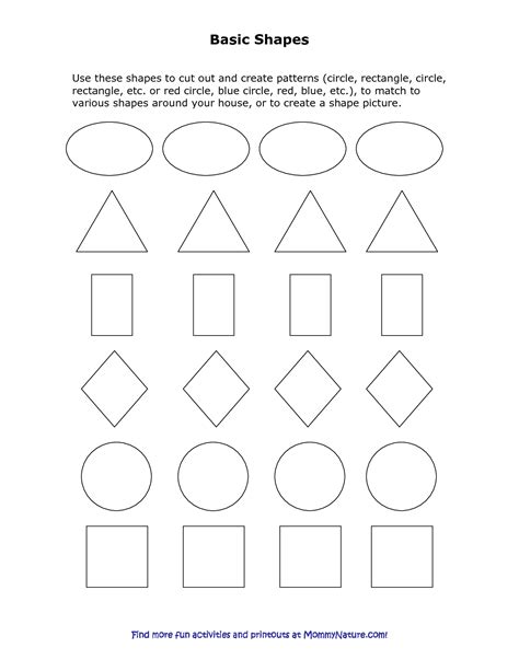 printable shapes cut  pattern
