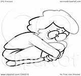 Curled Outline Scared Cartoon Position Woman Fetal Toonaday Royalty Illustration Rf Clip Clipart sketch template