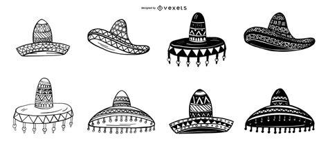 mexican hat illustration set vector
