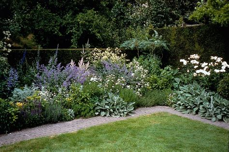 border met vaste planten  grijs lila en wit marokkaanse tuin tuin grind tuin