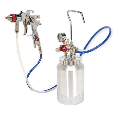 Sealey Hvlp Pressure Pot System With Spray Gun Hoses 1 7mm Set Up